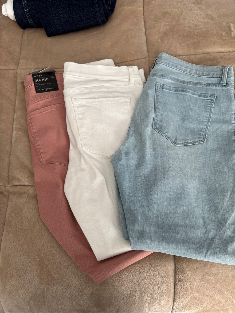 Women’s Stretch Skinny Jeans - White, Light Blue & Dusty Rose